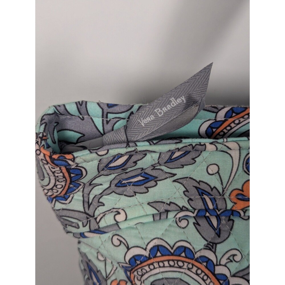 Vera Bradley Tote Bag "Fan Flowers" Mint Green Paisley Print - Picture 3 of 8